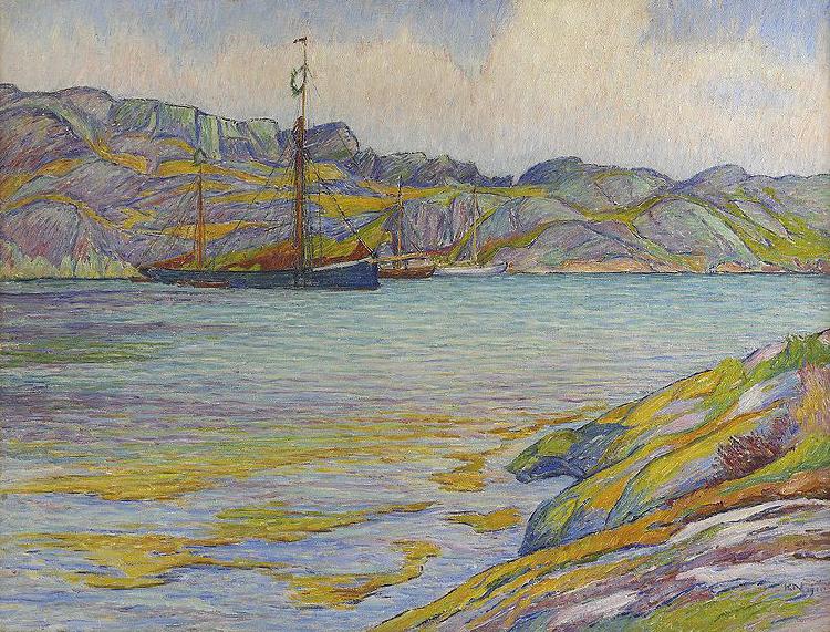 Karl Nordstrom Boats by a cliff, Kyrkesund